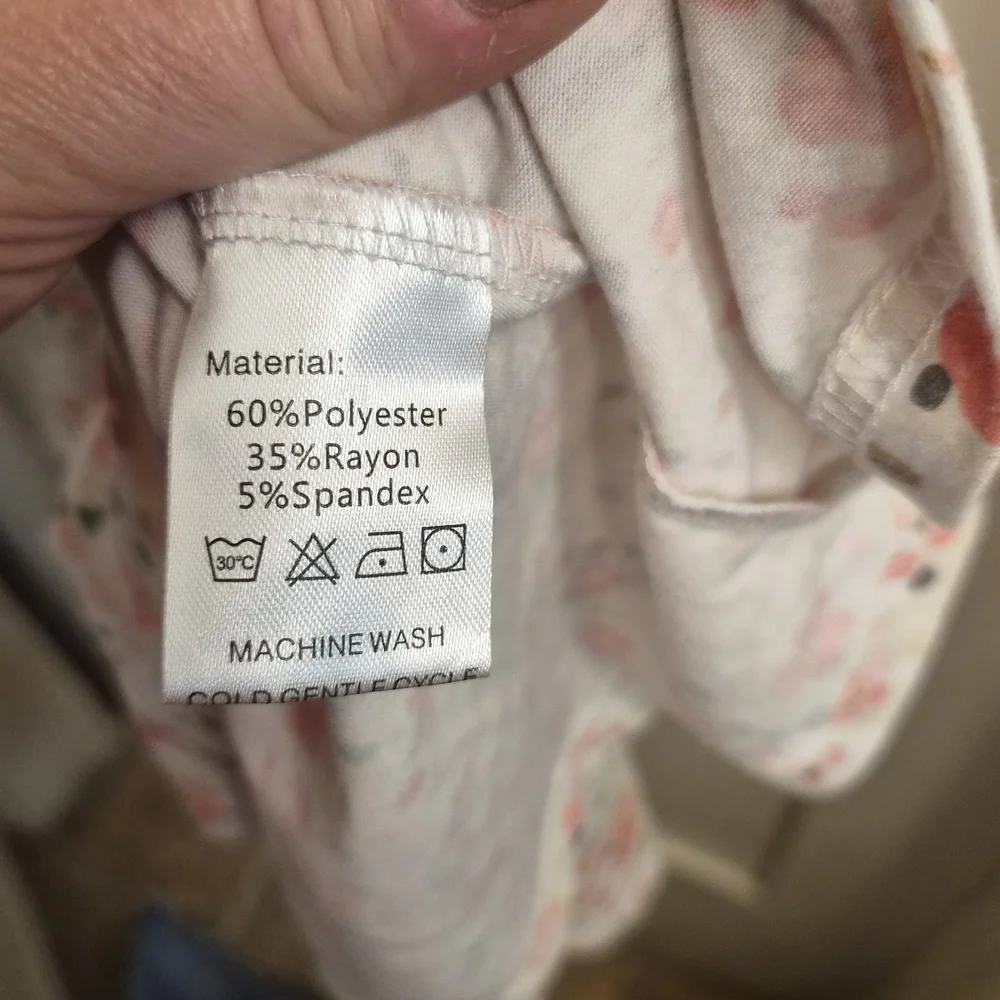 NWOT Floral Ruffle Hem Asymmetrical Midi Skirt – White with Pink Blossoms (XL) - Picture 4 of 5